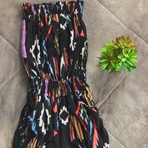 abstract strapless black romper